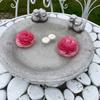 Concrete sculpture water bowl with birds gray figure