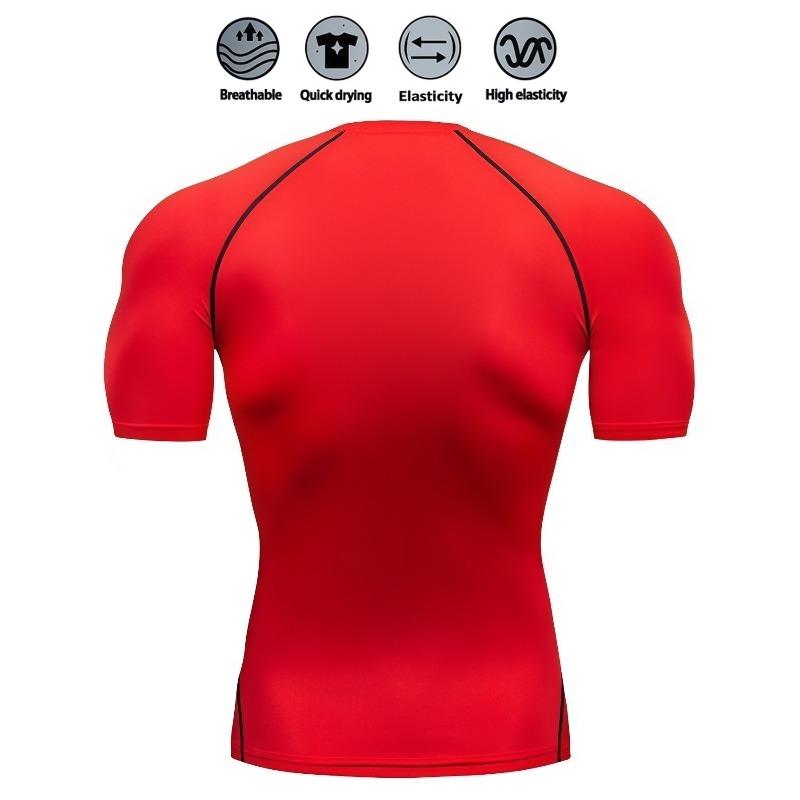 Skull Pattern Men's Sports T - Shirt Training Fitness Compression Workout T - Shirt Athletic Tees Gym T - Shirts Running
