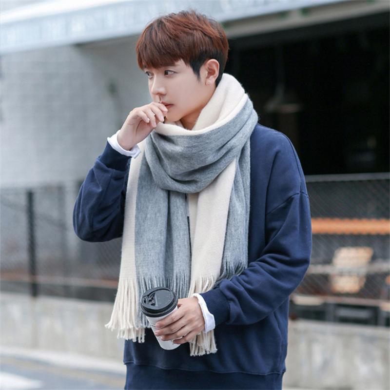 Designer Patchwork Patchwork Striped Men'S Knitted Scarf Winter Warm Pashmina Neckerchief Soft Long Casual Male Bufanda Muffler