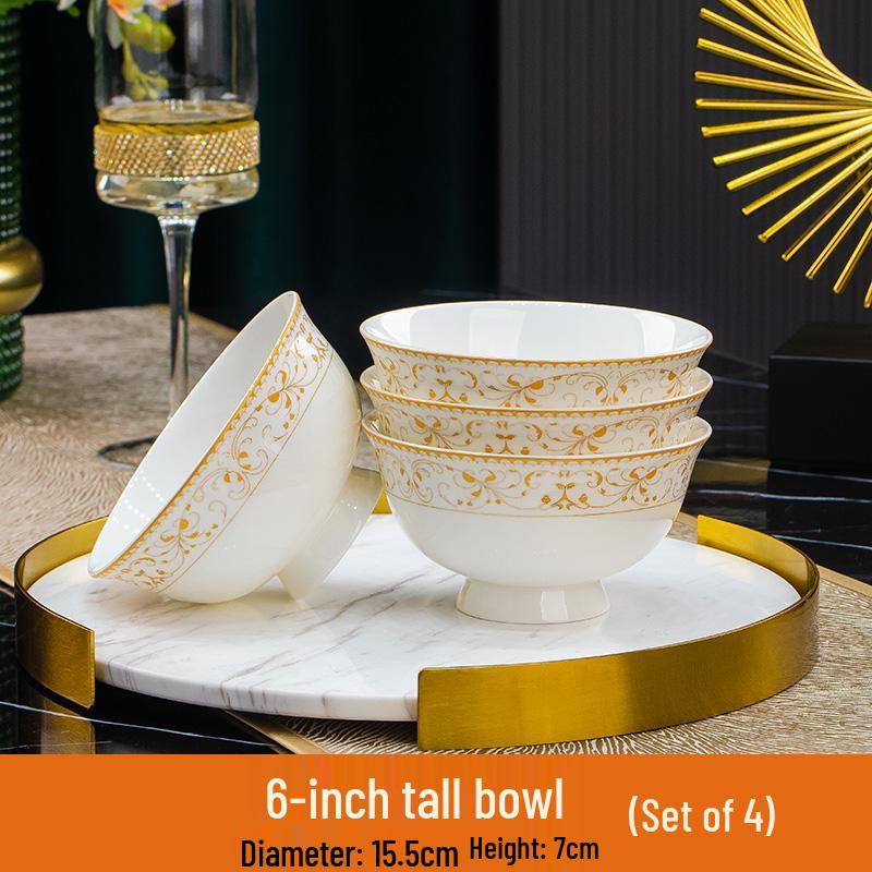 Sun Island Goldrand Bone China Tiefer Teller: Suppen-, Abendessen-, Reis- und Dessertteller - Elegantes Keramikgeschirr.