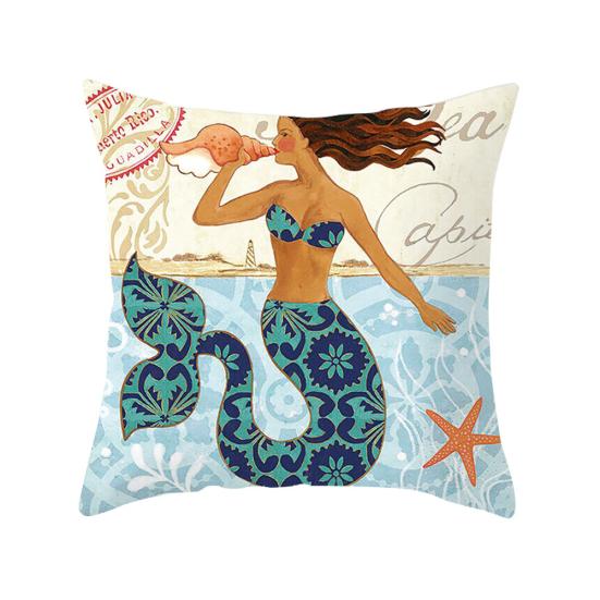 Ocean Starfish Mermaids Sea Turtle Soft Cushion Cover Pillow Case Home Decor