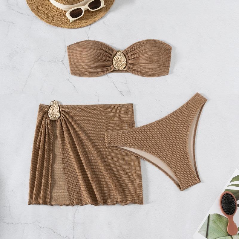 

New hot spring resort beach three-piece split swimsuit skirt bikini XS