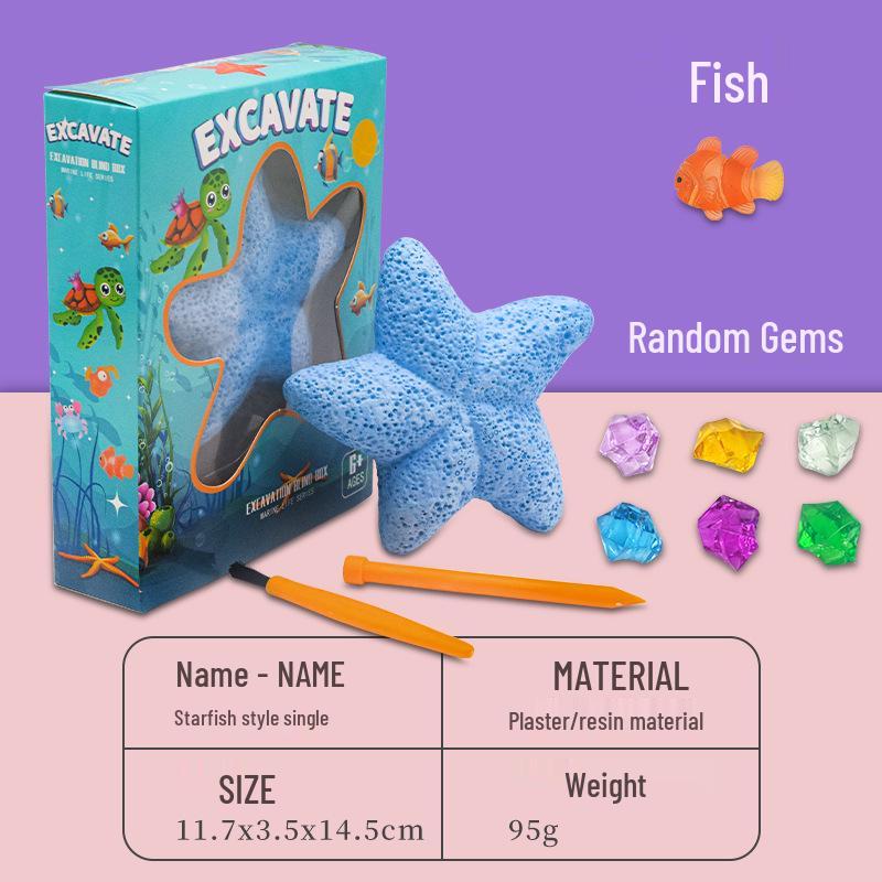 Children's DIY Archaeological Dig Kit: Mermaid, Dinosaur Fossils & Gemstones