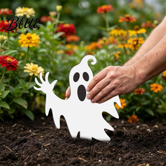 Spooky Garden Figures Halloween Ghost Stake Glow-in-The-Dark Yard Sign Pumpkin Luminous Lawn Ornaments Scarecrow Acrylic Decoration for Pathway