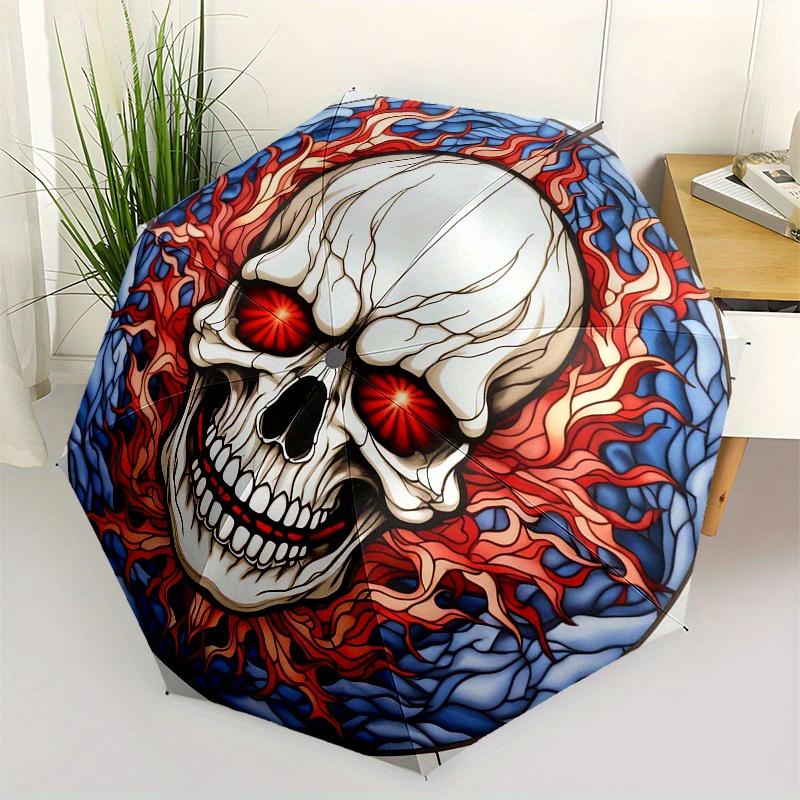 

Stained Glass Skull with Fiery Background Wall Art Decor Umbrella, Christmas Gift Y177