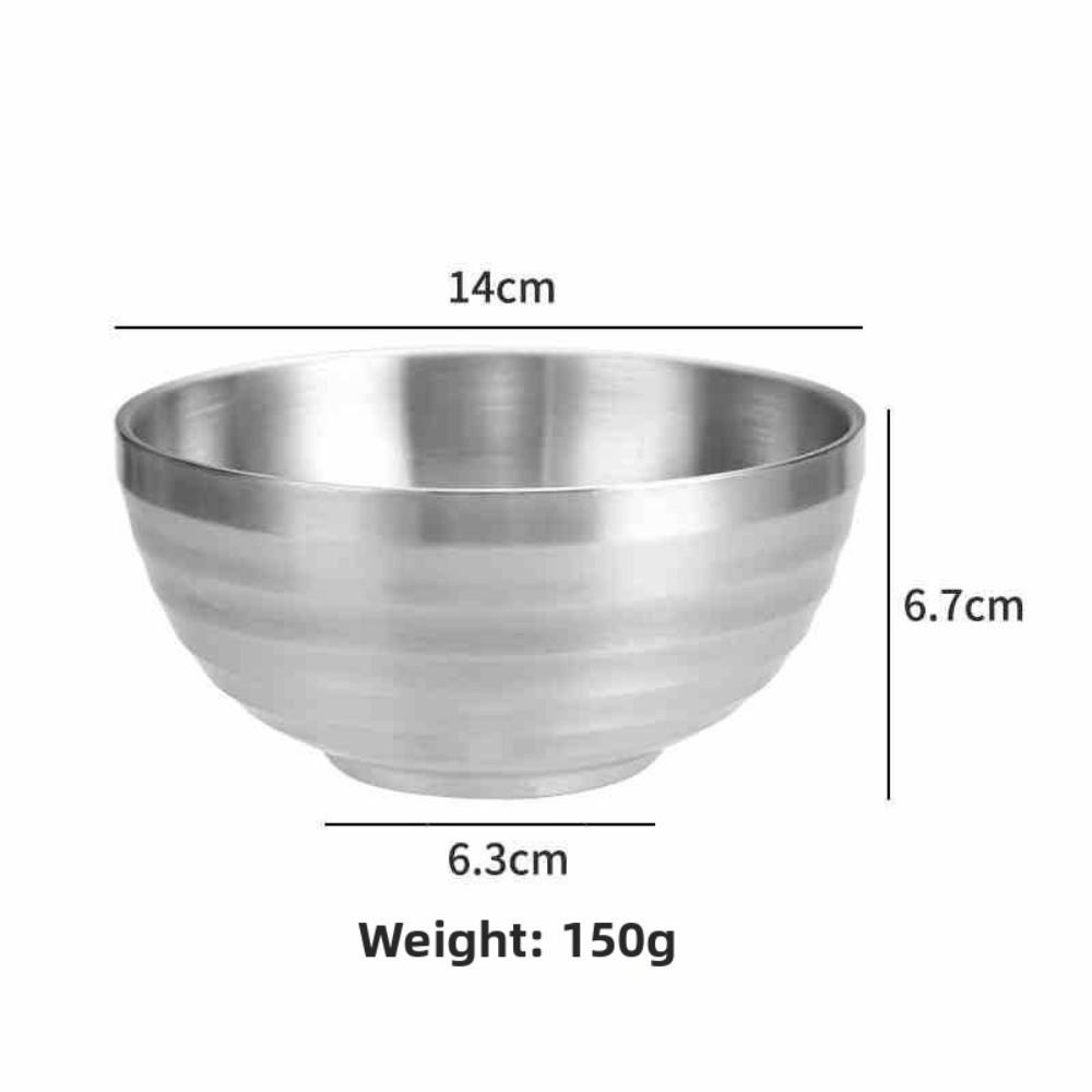 Round Shape Double Layer Insulated Bowls 304 Stainless Steel Soup Bowls Kitchen Dining