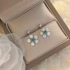 Light Luxury Palace Style Emerald Diamond Flower Earrings Flower Pendant Temperament Fashion
