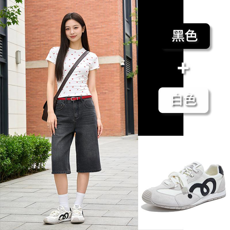 Leather German training shoes spring new flat-soled sports shoes Forrest Gump shoes casual women's shoes versatile trendy cool racing shoes