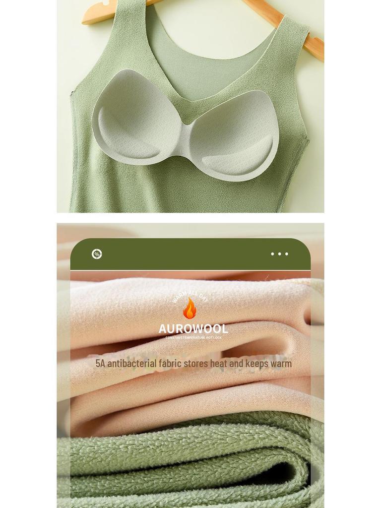 German Velvet Self-Heating Thermal Vest with Chest Pad - Silk Cashmere, Double-Sided, Thickened for Warmth