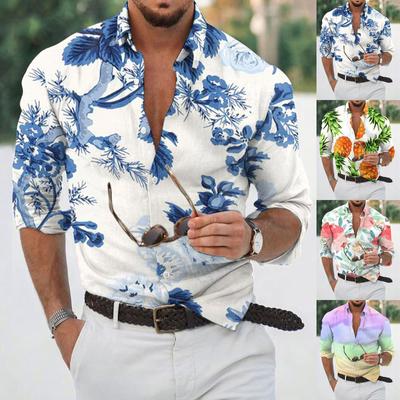 Designer Spring Summer Men's Casual  3D Halloween Printing Hawaii Shirt Blouse Long Sleeve Shirts