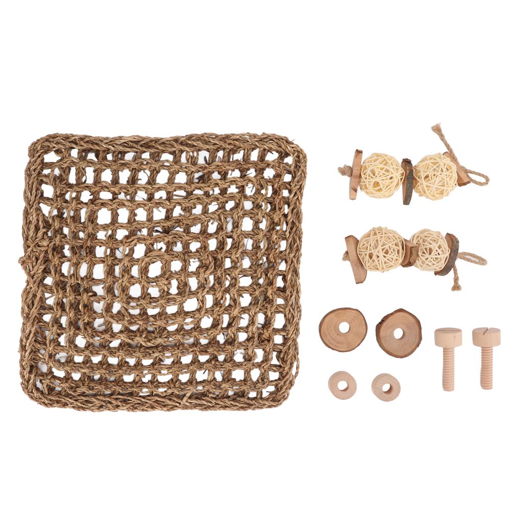 Pet Seagrass Mat Natural Woven Teeth Grinding Rabbits Bite Protector Mat for Guinea Pig Bunny