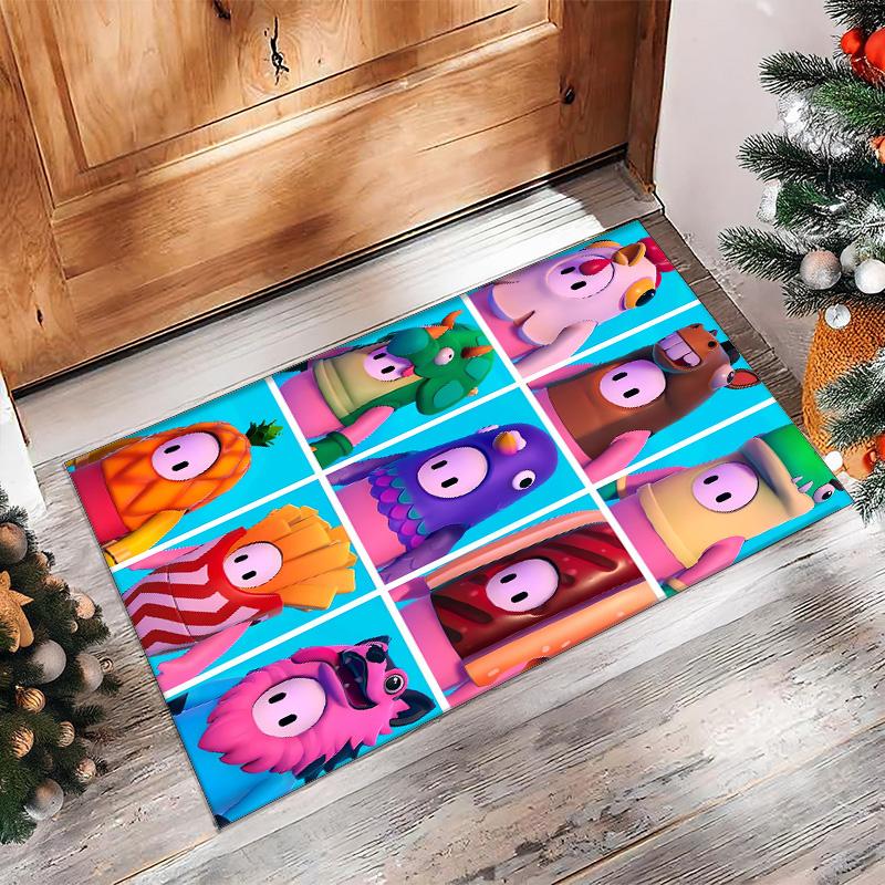 Fall Guys Crystal Velvet Rug, Soft Anti‑Slip Crystal Velvet Carpet for Living Room Bedroom Home Decor