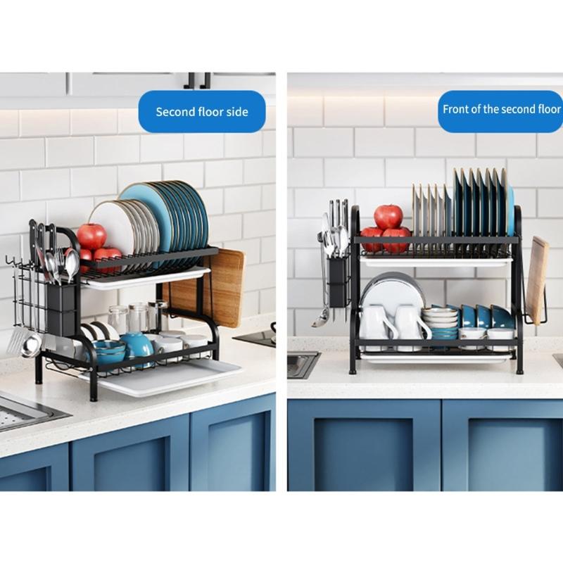 Versatile Dishes and Cutlery Organizers for Countertops Sturdy Iron Rack Art Constructions Stylish Storage Solution