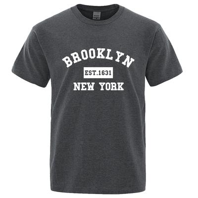 Brooklyn Est. 1631 T-Shirt für Herren mit New York-Buchstabenaufdruck, lässig, lockere T-Shirts, Sommer-Oberteile aus Baumwolle, modisch, atmungsaktiv