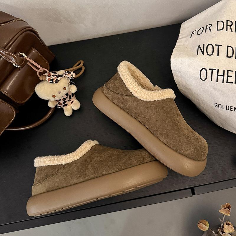 Wool Version~ Fur Integrated Snow Boots for Women, New Thick Soles In Winter, Heightened Two Women Wearing Large Potato Thickened Cotton Shoes