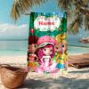 Custom Name Ultra-Soft Beach Towel with Strawberry Shortcake Theme,Ideal for Pool - Camping, Diving - Perfect Travel Essential, Vibrant Beach Towel.