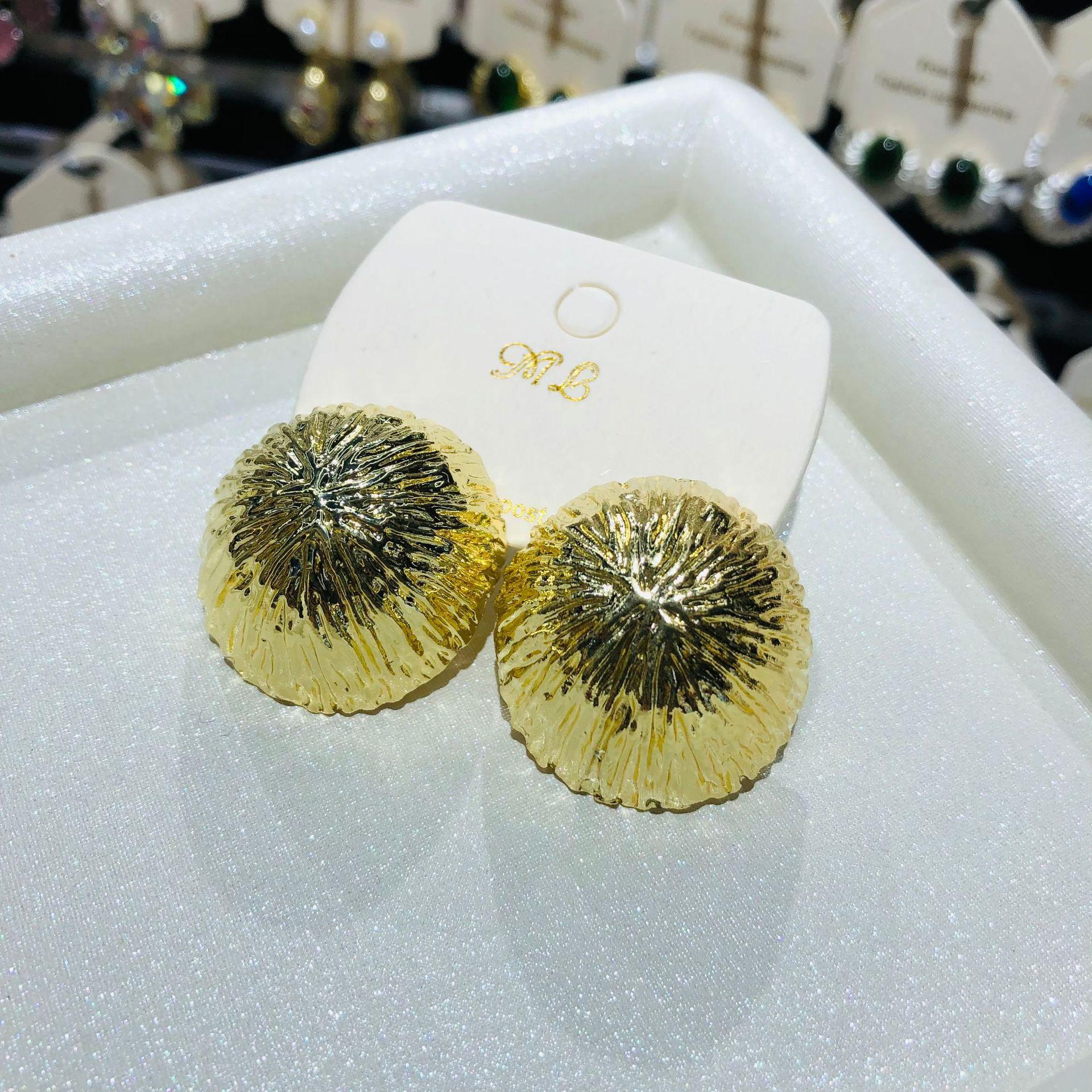 Модные новые геометрические серьги-гвоздики в форме полусферы с узором под кору, женское простое кольцо, высококачественные серьги с серебряной иглой