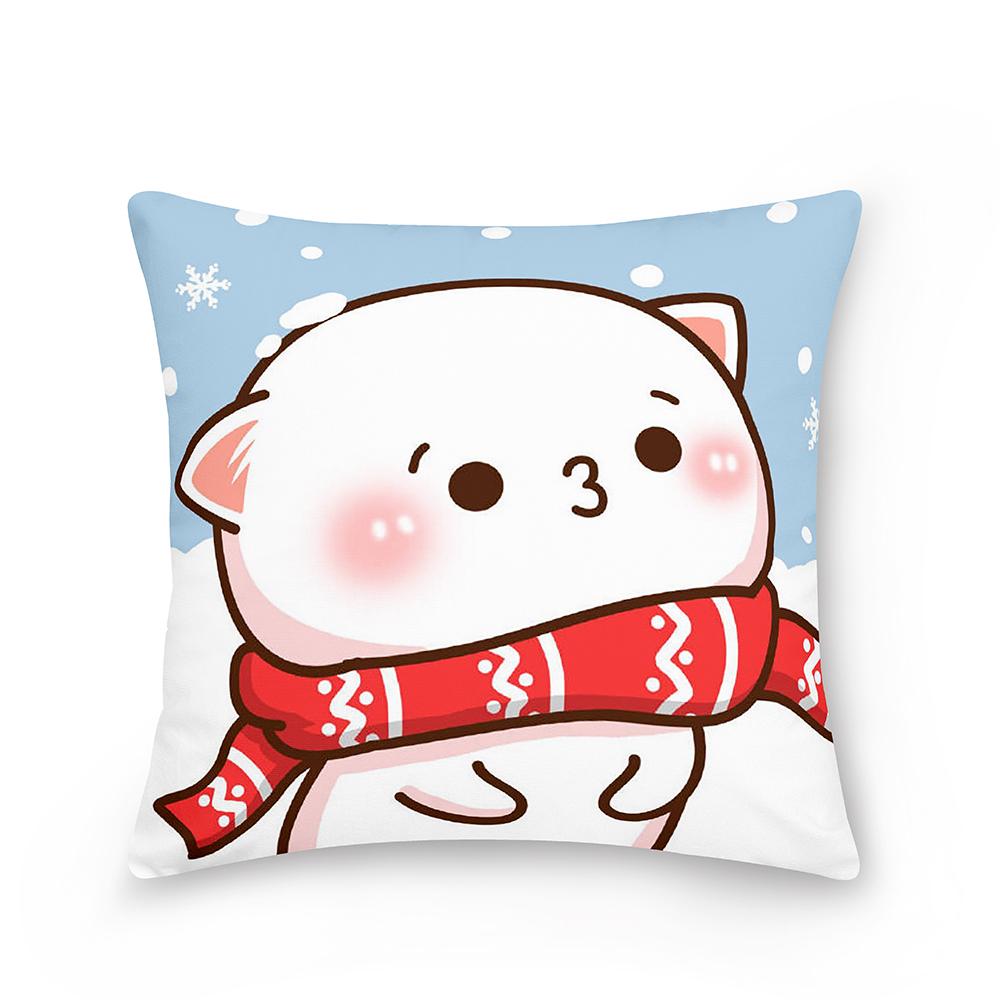 Home Peach Cat Cushion Cover Pillowcase Sofa Car Pillowcase Christmas Decoration Bedroom Living Room Pillowcase