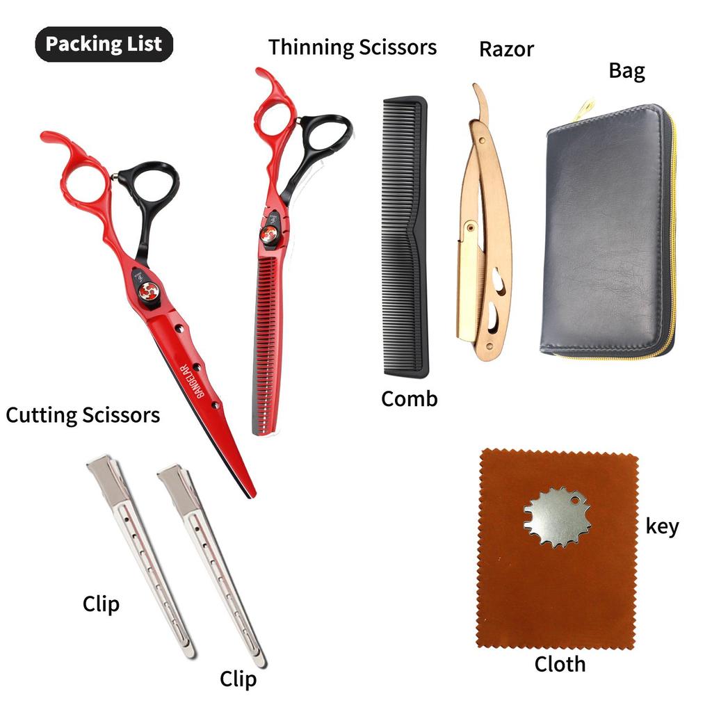 SANGELAR Forbici per capelli da 7 pollici, forbici da taglio professionali in argento opaco, forbici per sfoltire, strumenti per parrucchieri, forbici per tagliare la frangia per barbiere
