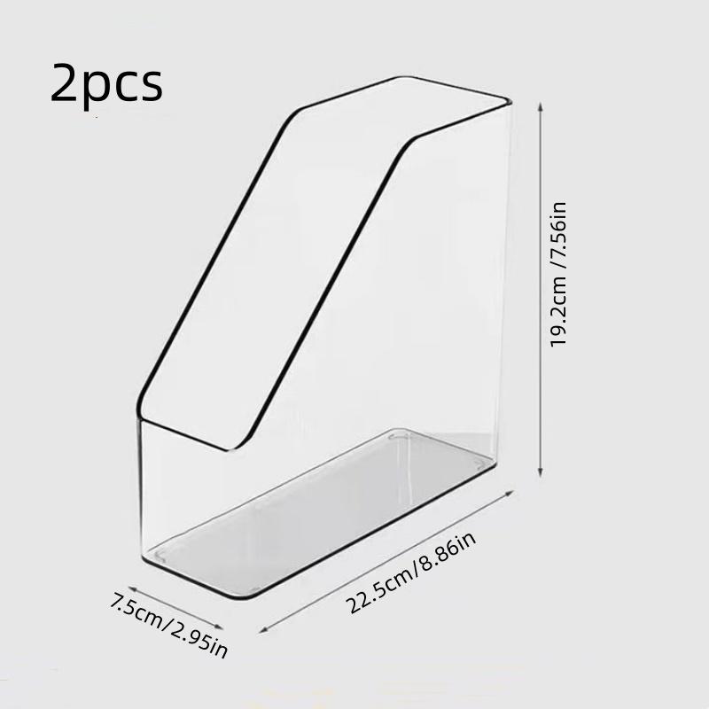 2Pcs/Transparent Acrylic Desk Storage Rack Desktop Book and File Organizer