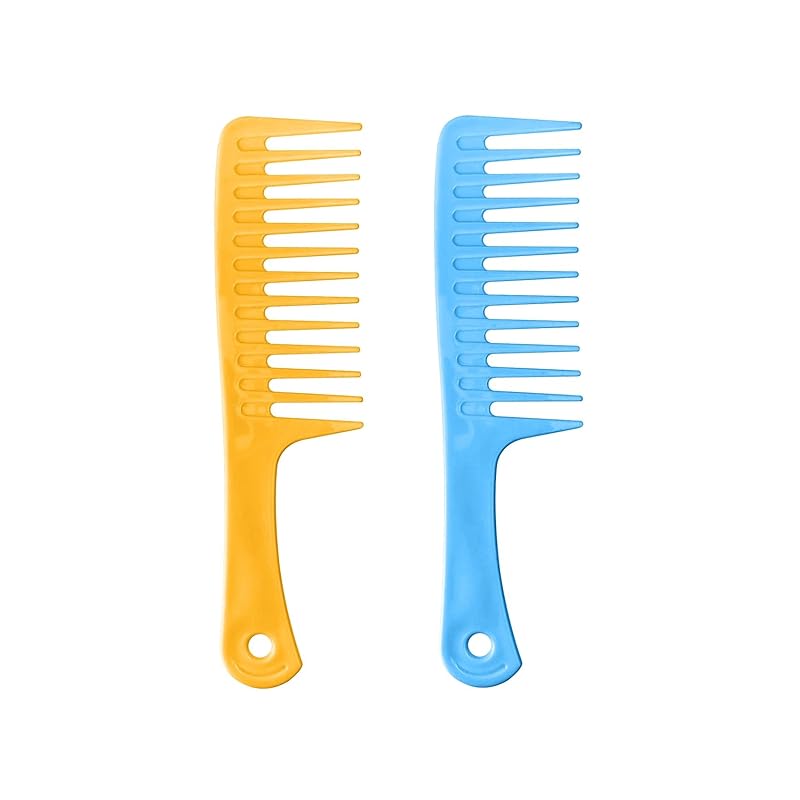 2 Pack Wide Tooth Comb, Hair Combs, Large Tooth Detangling Comb for Women Wet Curly Hair, Styling (Black/Pink)
