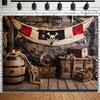 Pirate Party Background Cloth - Navigation Treasure Map and Ship Deck Design, Suitable for Home Decoration and Activities