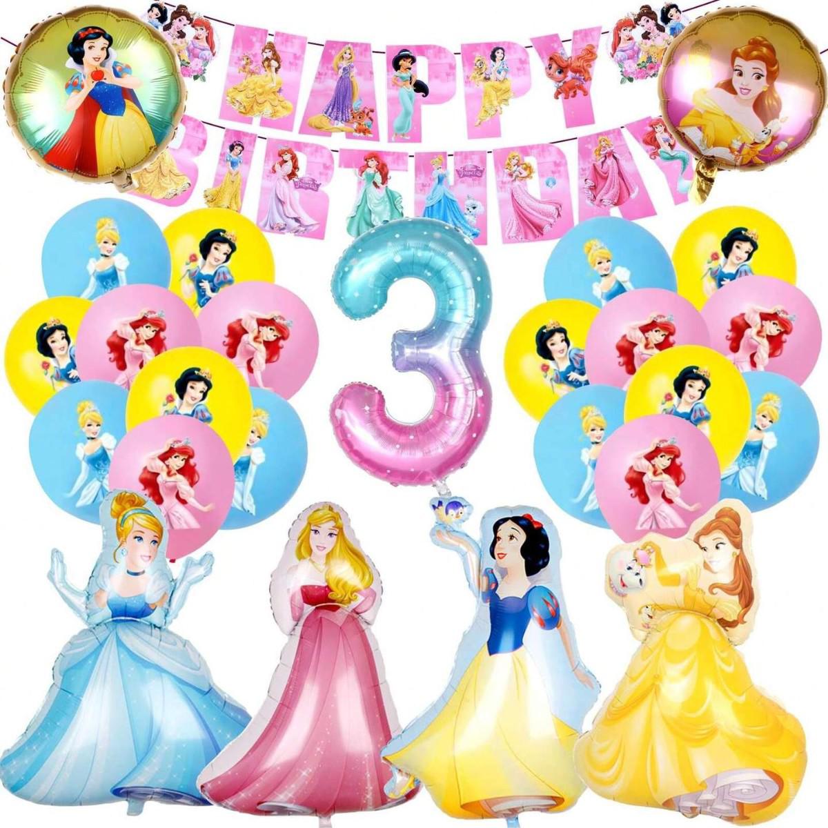 Princess Party Decoration Set: Birthday Balloons, Pull Flags, Aluminum Foil & Latex Balloons номер 3