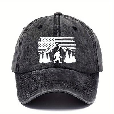 Adjustable Breathable Baseball Cap for Men  Sun Protection Outdoor Dad Hat with American Flag Mountain Pine Tree Designar