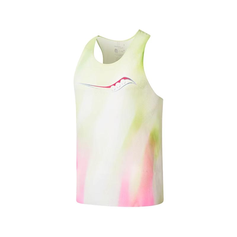 Saucony Tank Top Men s Pink Green Dazzling Color SC2239273A-PR19-- M