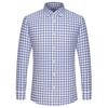 Men's Plaid Spread Collar Wrinkle-Free Long Sleeve Button-Down Shirt, 100% Cotton Regular Fit Business Casual Formal Office Wear