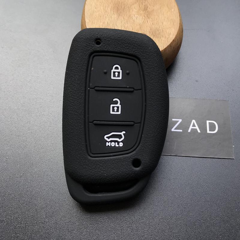 

ZAD Silicone car key case cover FOR for Hyundai IX35 2015 3 button key чёрный