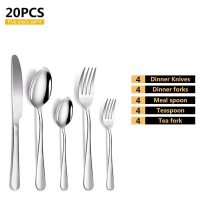 20-teiliges Besteck-Set aus gemustertem 410-Edelstahl, schwarz und golden, Edelstahl, Messer, Gabel, Löffel, Geschirr, Besteck-Set, Festival, Küche, Geschirr, Geschenk