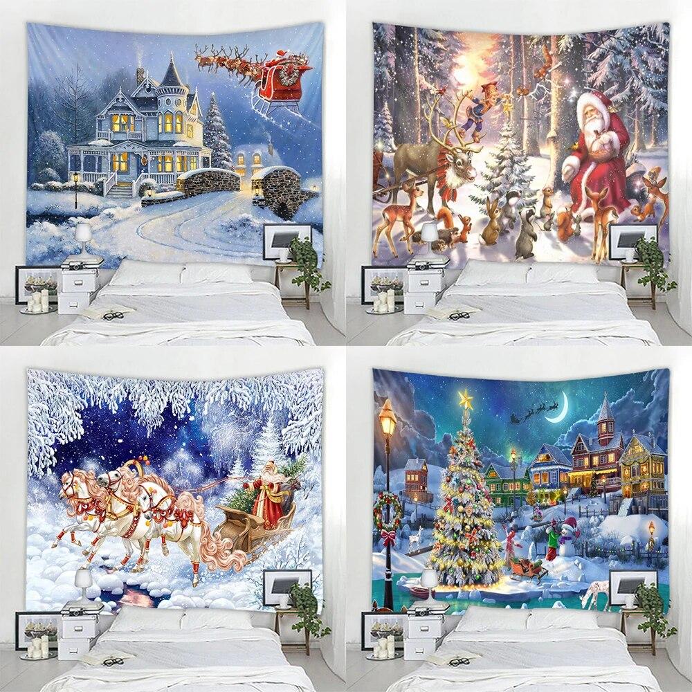 

Santa Decorative Tapestry Home Decor Tapestry Mandala Boho Hippie Wall Tapestry Christmas Party Background Tapestry