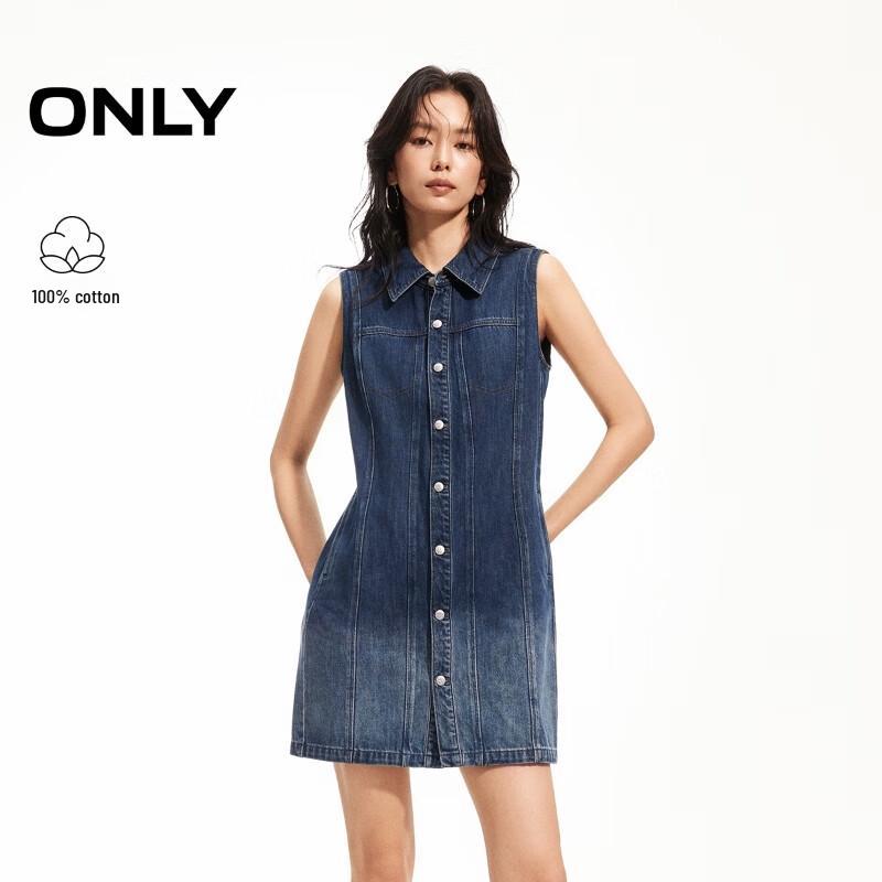 

ONLY Women s Vintage Gradient Washed Sleeveless Denim Mini Dress M