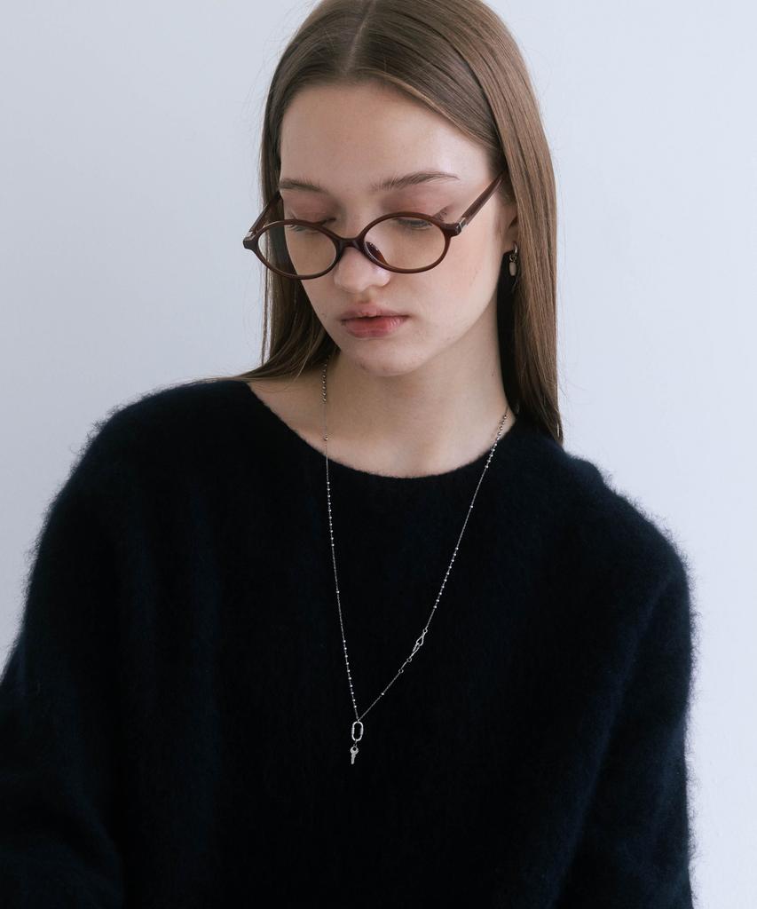Pearly More Key Oval Chain Necklace_Pm25N012Wt