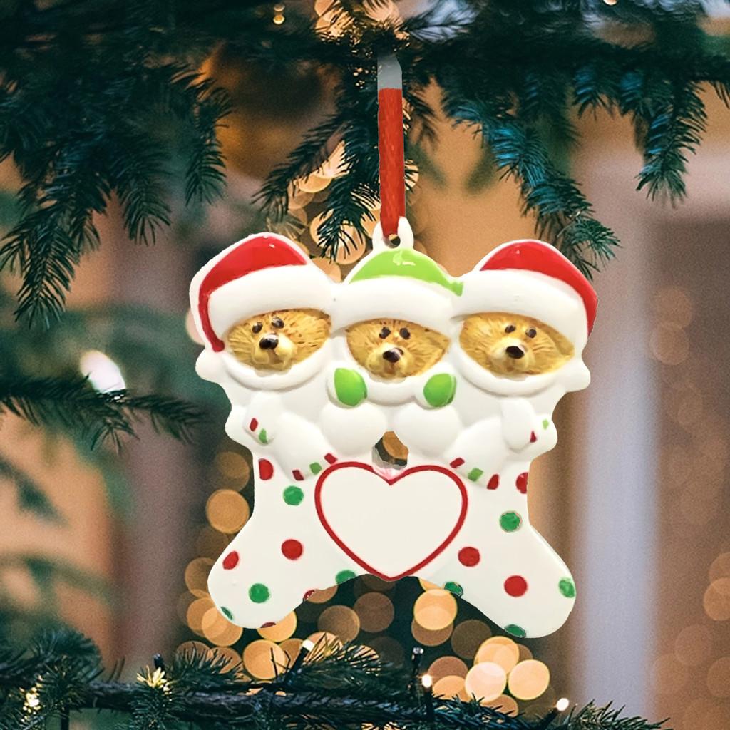 Adorable Christmas Resin Bear Family Ornament With Heartfelt Blessings For Festive Decor