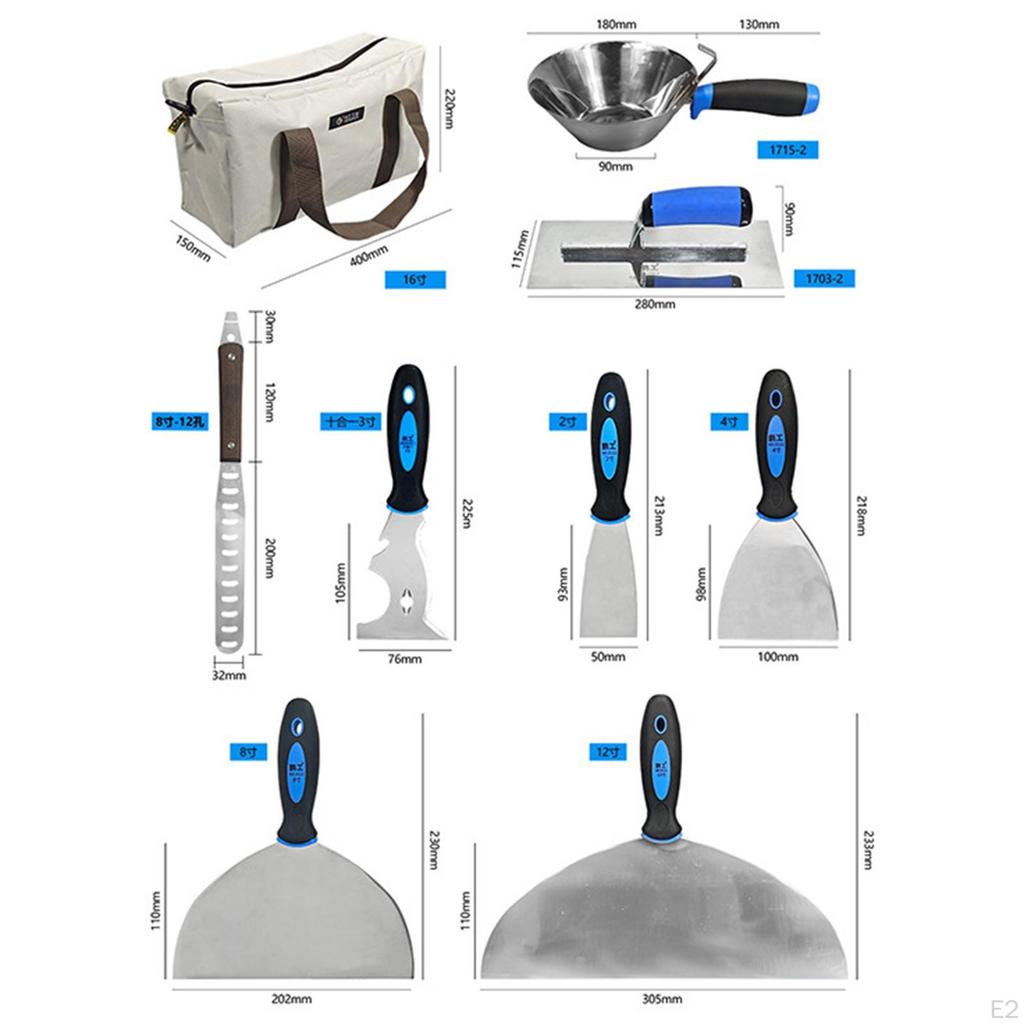 Set 9 Piese Unelte de Mână pentru Gips-Carton Robuste pentru Finisarea Tapetului Răzuirea Vopselei