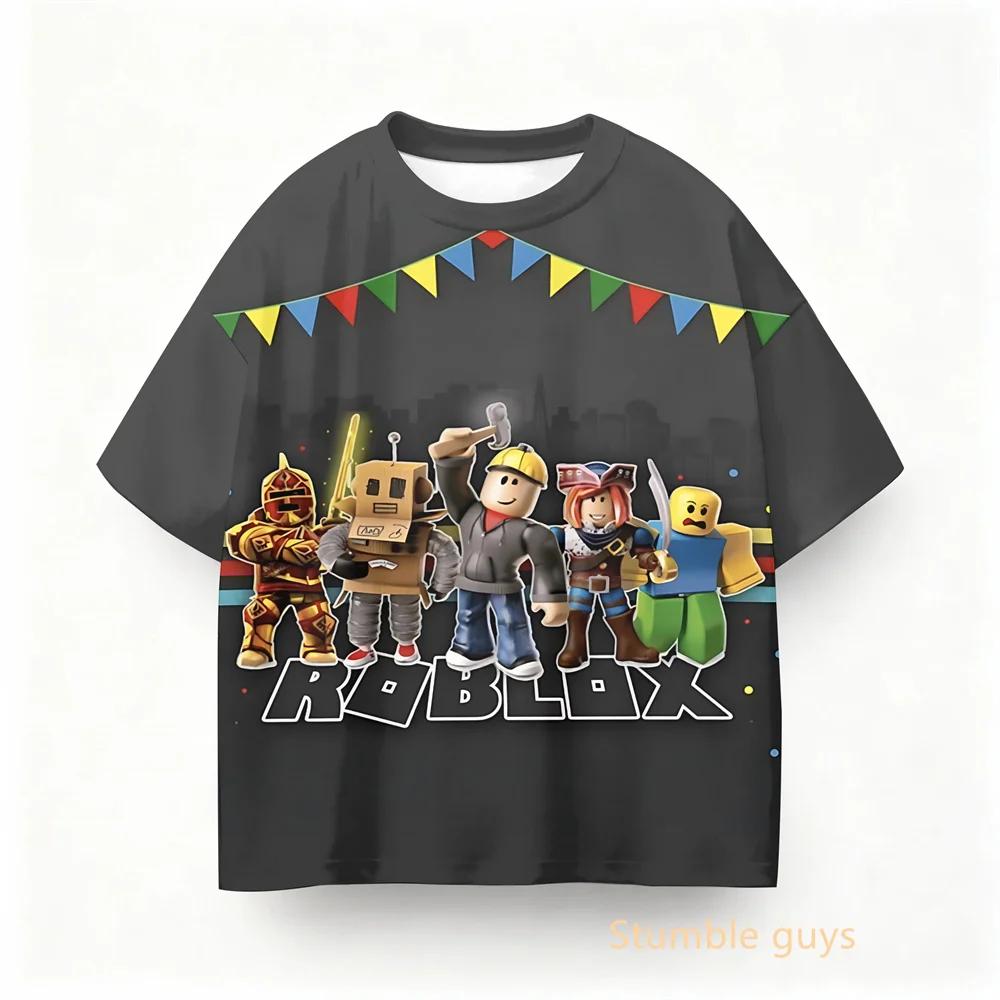 Sommer Kinder Roblox Lässiges T-Shirt Jungen Kleidung Mädchen Anime Spiel Kleidung