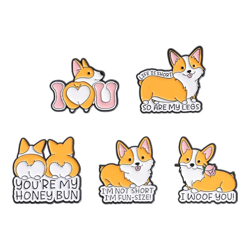 Letter Corgi Delightful Brooch Pin Vibrant Cartoon Design Versatile Accessory Fashion