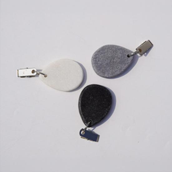 Marble Tablecloth Weight with Metal Clip, Teardrop Shape Table Cover Weight, Outdoor Party Picnic Dinner Tablecover Pendant Stone