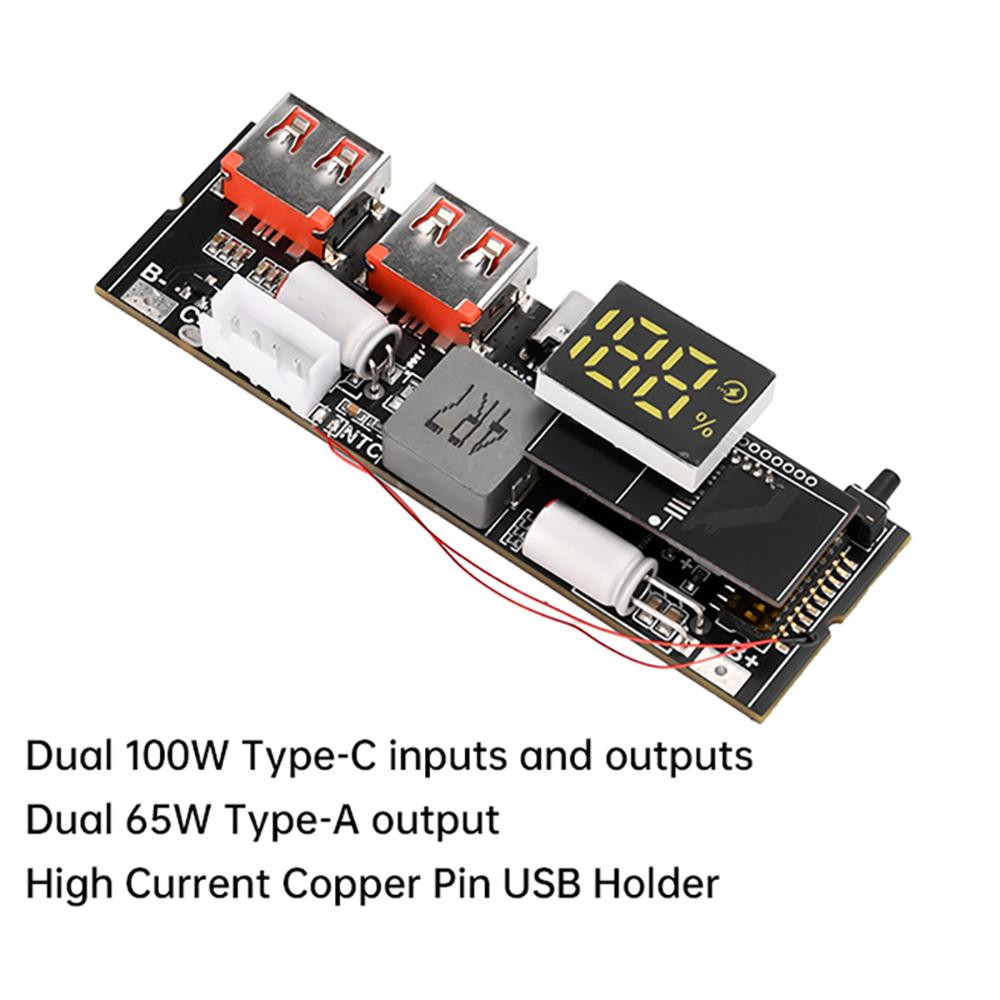 65W 100W Power Bank Double Type-C Port Two Way Fast Charge Mobile Power Module DIY Motherboard 3S 4S 5S QC/PD/PPS/SCP/VOOC