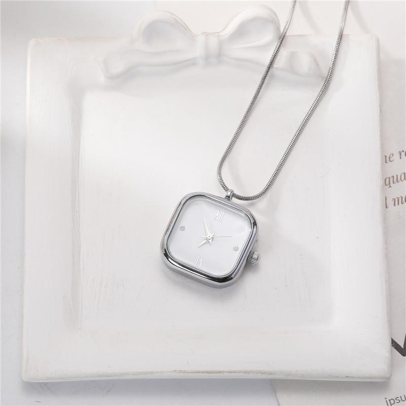 Versatile Square Water Droplet Shape Watch Necklace Fashion Women's High Quality Stainless Steel Pendant Watch Necklace Jewelry