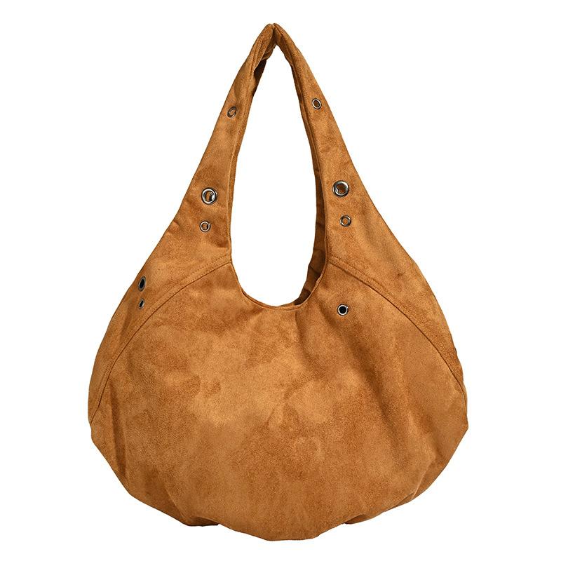 Suede bag women's large capacity 2025 new autumn and winter retro shoulder armpit bag commuter tote dumpling bag