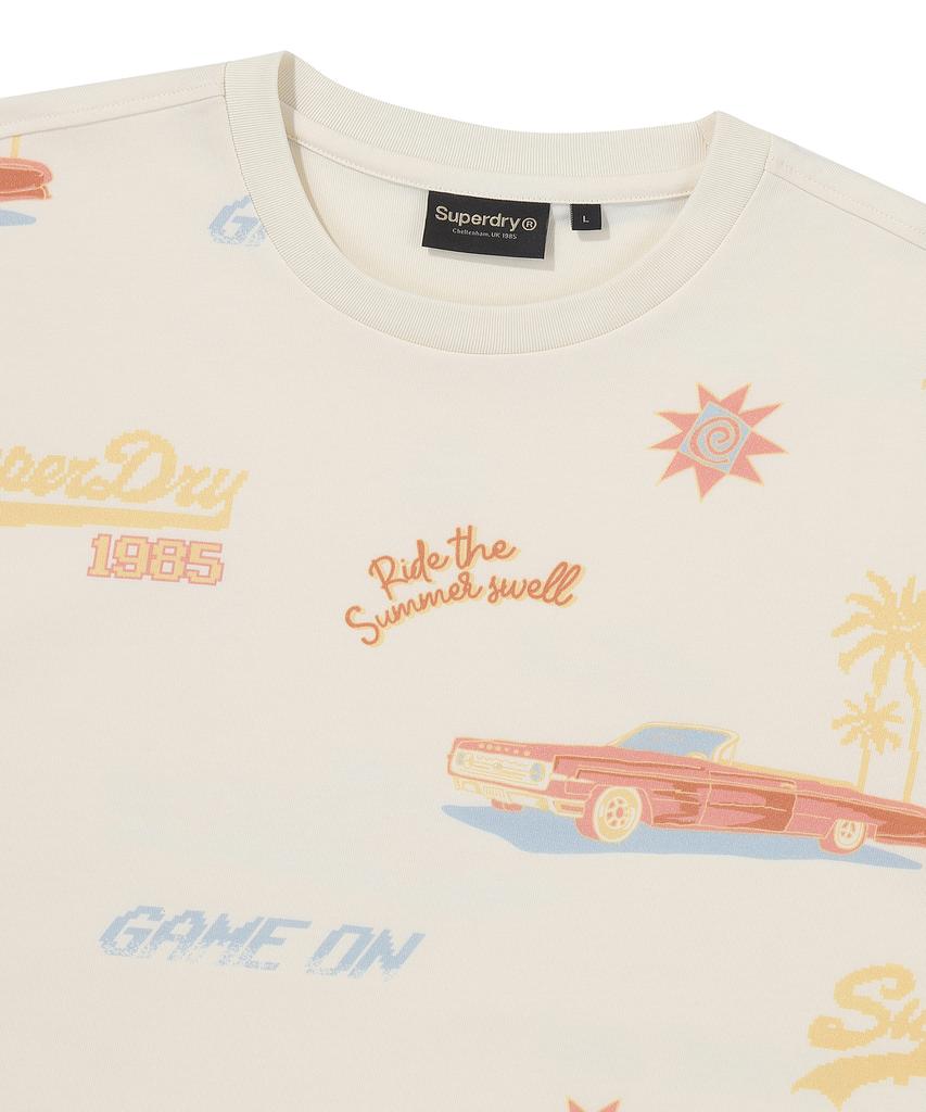 Syupeodeulai Street Surfer Pattern T-Shirt Cream