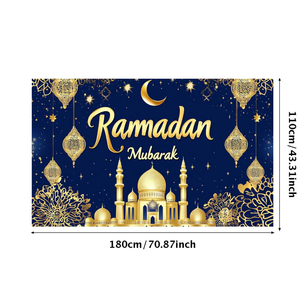 Islamic Decoration Golden Theme Ramadan Decoration Ramadan Mubarak Banner High Quality Eid Banner For Muslim Cultural Event
