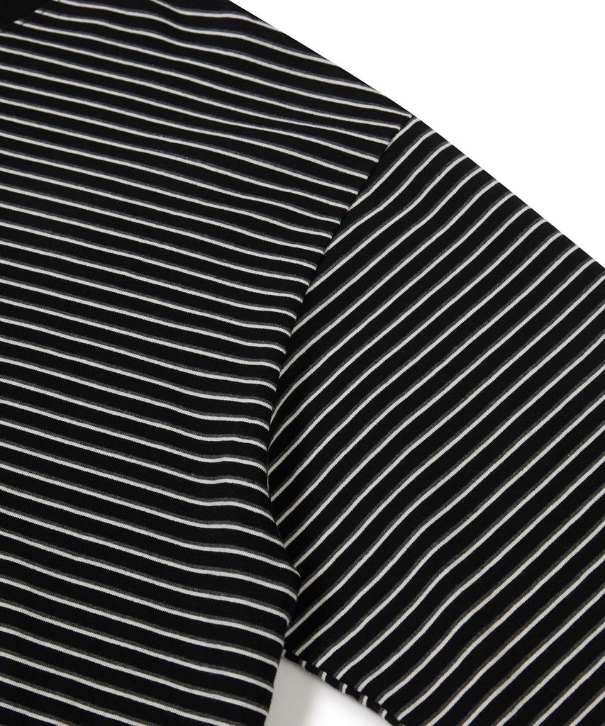 WEST GRAND BOULEVARD Semi-Over Stripe Long Sleeve Black