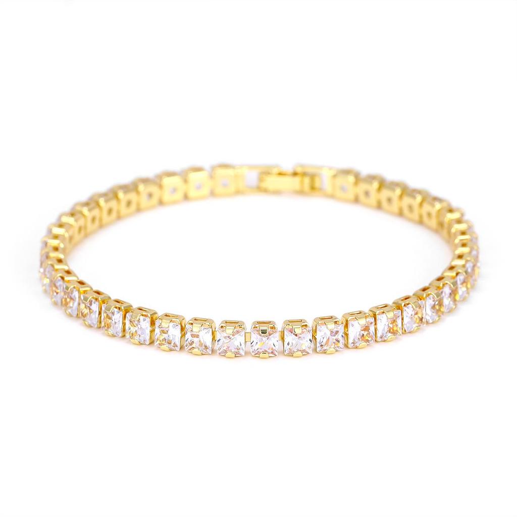Copper Micro-Inlaid Zircon Square Tennis Bracelet - High-End Fashion Jewelry