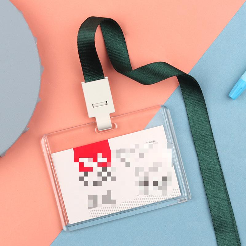 Fashion Acrylic Transparent Bus Cards Sleeve Employee Work Card Holder with Lanyard Work Card Cover Women Men Credit Card Holder