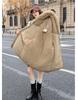 Parker Winter Damen Baumwollmantel Mittellang Großer Wollkragen Fleecegefüttert Baumwollwattiert Jacke Dicke Jacke