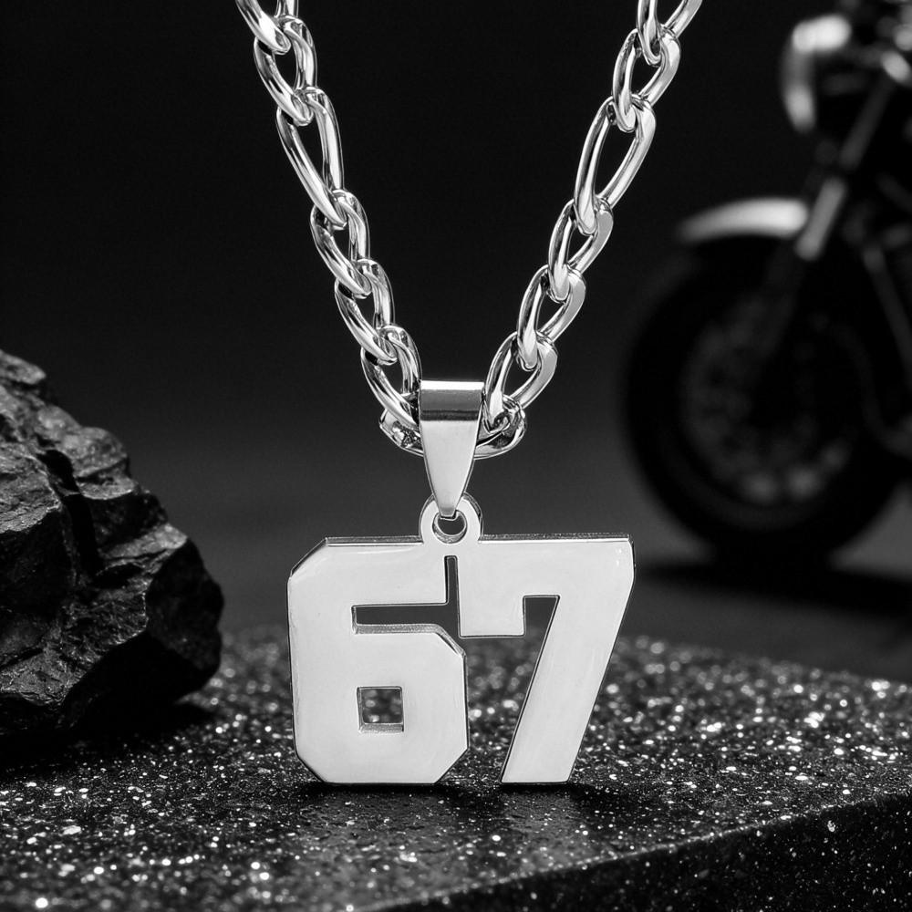 Letter Pendant Punk Tag Necklace Tag Pendant Neck Chain Fashion 67 Necklace for Men Women